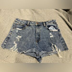 No Boundaries Blue Distressed Jean Shorts